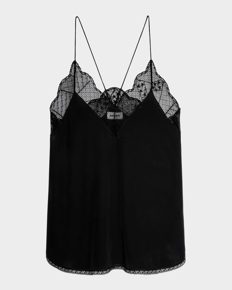 Christy Lace-Trim Crepe de Chine Ca
